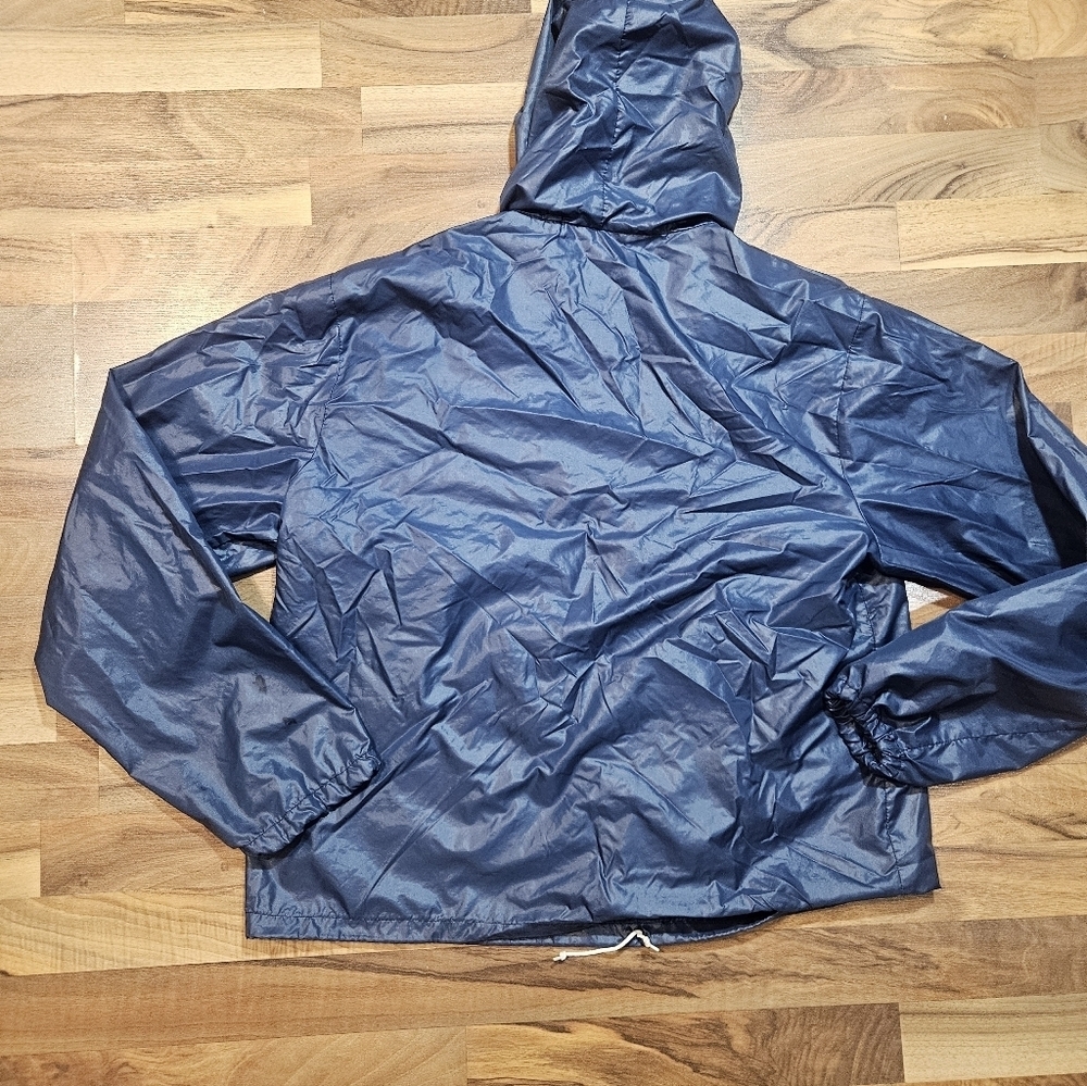 Vintage Izod Lacoste Windbreaker Jacket L Navy Hooded Anorak Packable - Picture 8 of 9